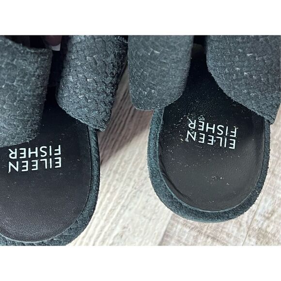 Eileen Fisher Black Wedge Sandals - Picture 5 of 9
